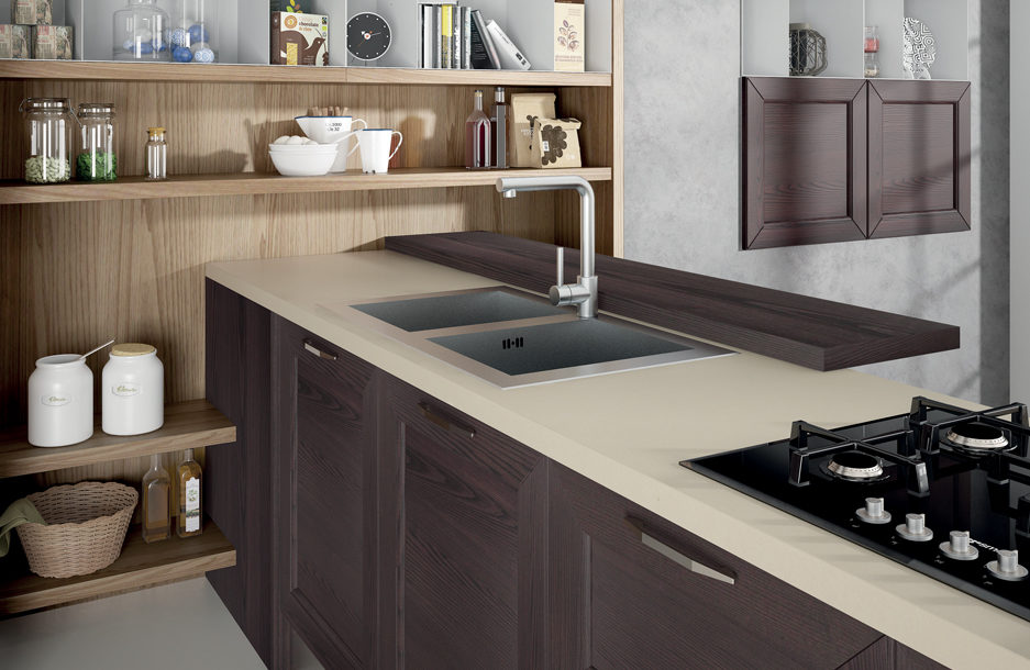 sanasi cucine modello divina Frassino Natura e Frassino Tinto Caffè cucina contemporanea san pancrazio salentino dubai lecce brindisi